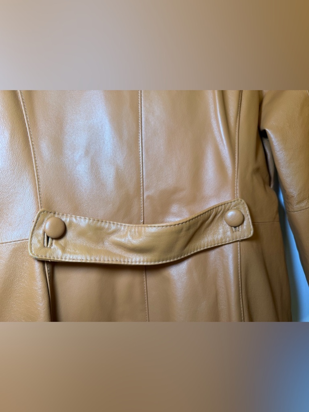 Terry Lewis Classic Luxuries Medium Vintage Terracotta Leather Trench Coat Fur - Picture 10 of 15